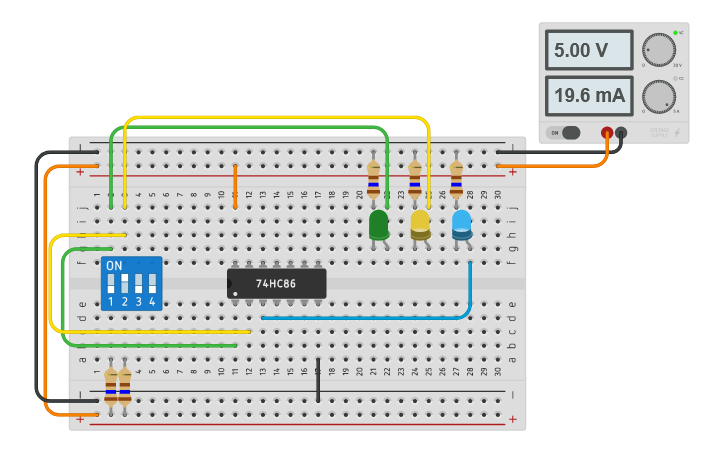 Circuit design 74HC86 XOR Gate | Tinkercad