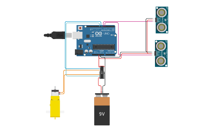 Circuit design Two Sensor Motor control - Tinkercad