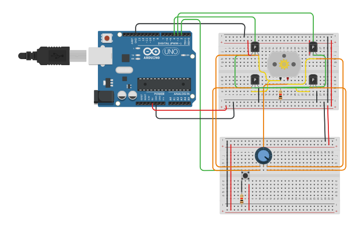 Circuit design Транзистор, реле, шаговый двигатель1 - Tinkercad