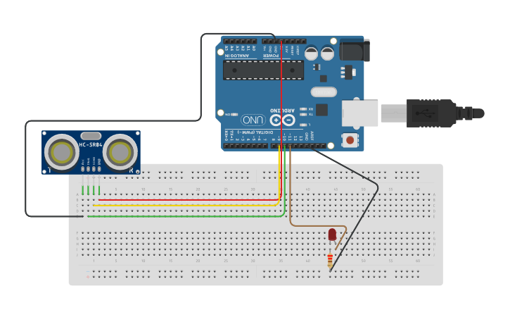 Circuit design Alarma mediante ultrasonidos con arduino - Tinkercad