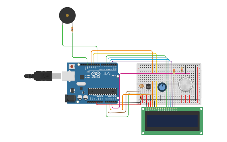 Circuit design Weather Monitoring System - Tinkercad