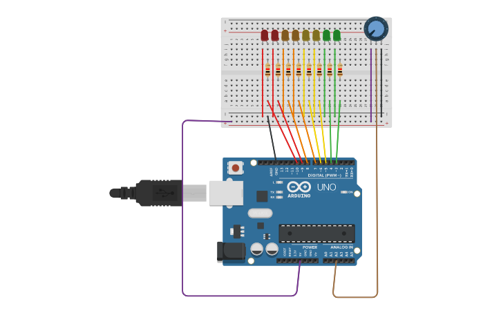 Circuit design potenziometro | Tinkercad