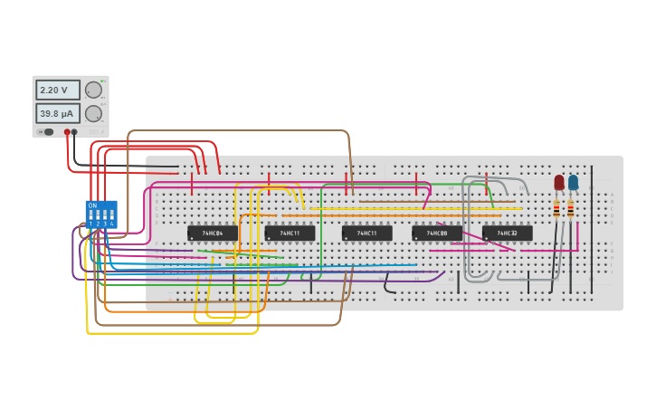 Circuit design Full adder by using 8x1 mux | Tinkercad