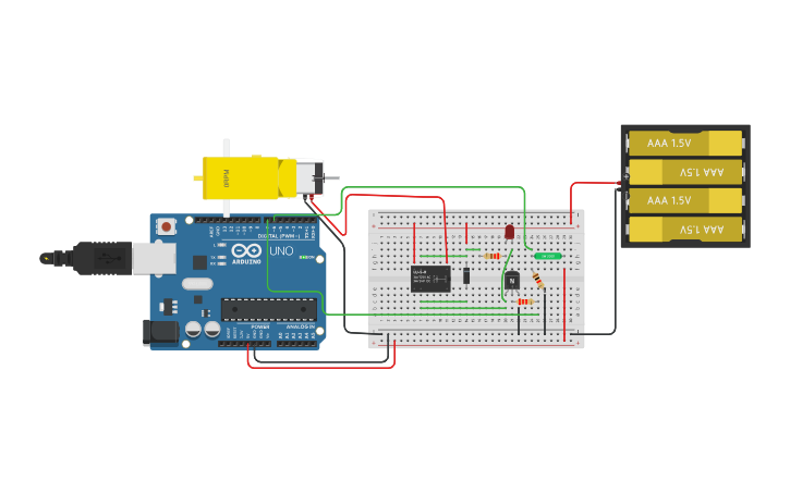 Circuit design Control motor using relay | Tinkercad