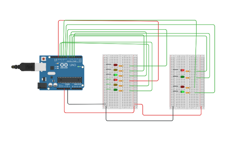 circuit-design-copy-of-traffic-lights-and-pedestrian-lights-tinkercad