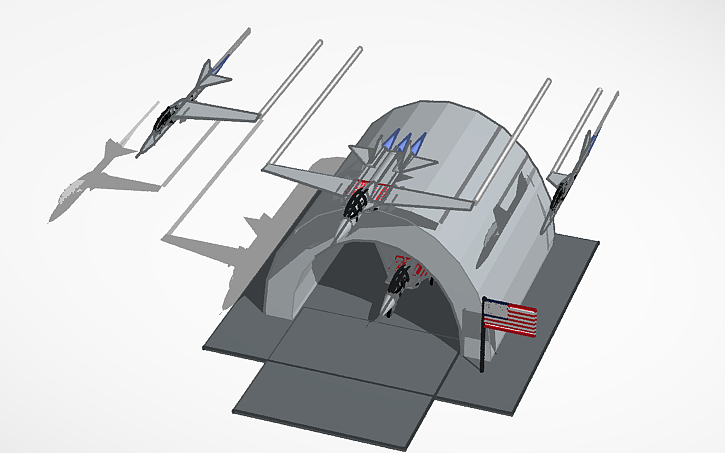 3D design F-14s + hangar - Tinkercad
