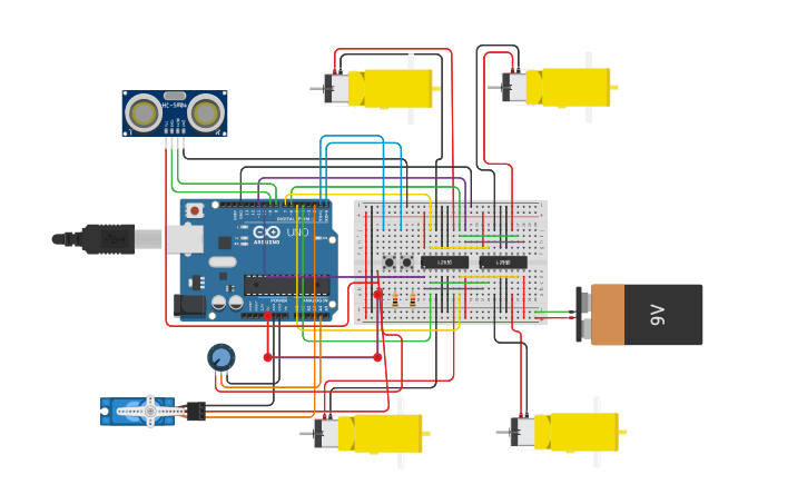 Circuit design l293d Motor driver ic - Tinkercad