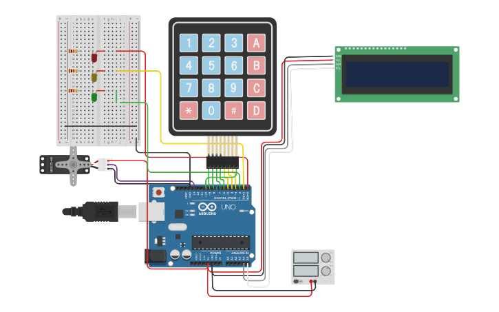 Circuit design LCD TECLADO 4X4 - Tinkercad