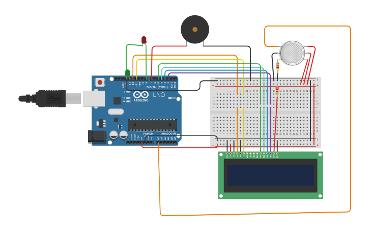 Circuit design 9. Smoke detector - Tinkercad