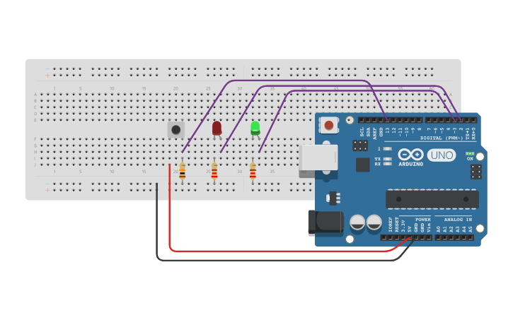 Circuit design Leds con boton - Tinkercad