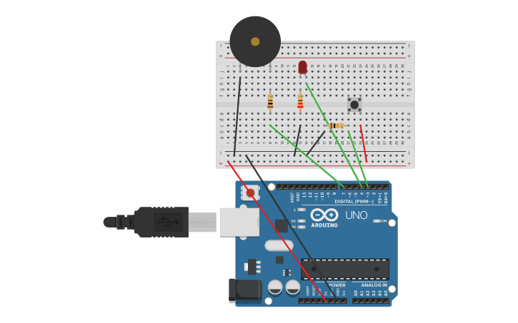 Circuit design Piezo - Tinkercad