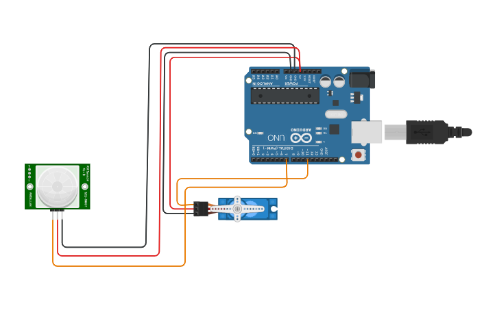 Circuit design SENSOR DE APROXIMACION CON SERVOMOTOR - Tinkercad