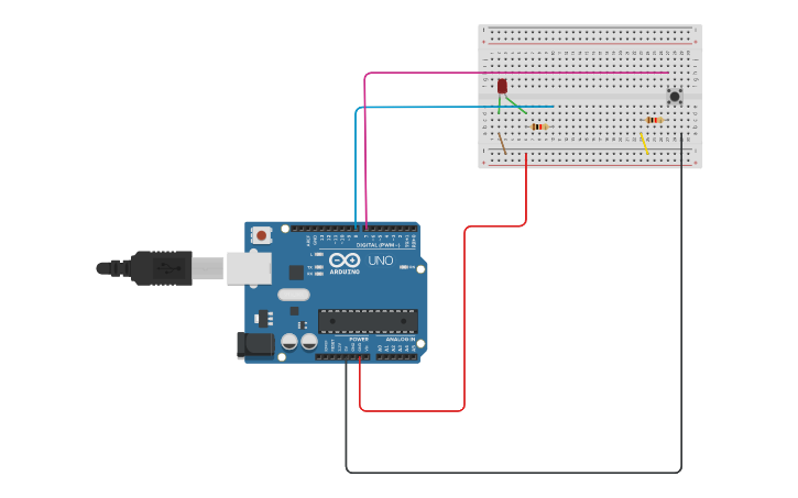 Circuit design Arduino LED WITH PUSH BUTTON - Tinkercad
