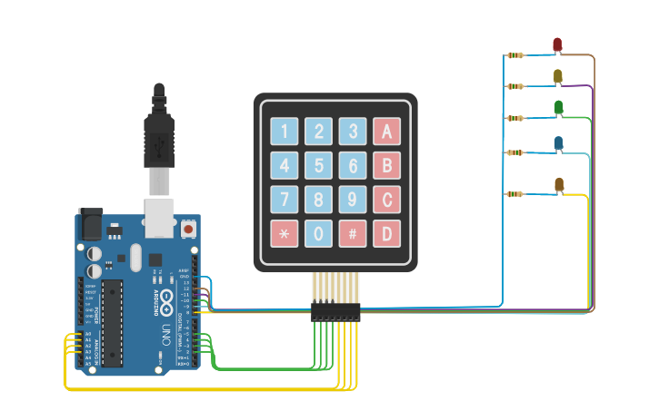 Circuit design key 4x4 for arduino - Tinkercad