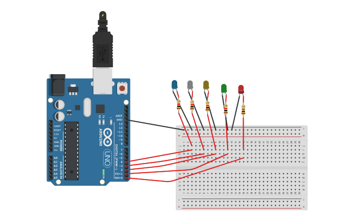 Circuit design repetition led blink | Tinkercad