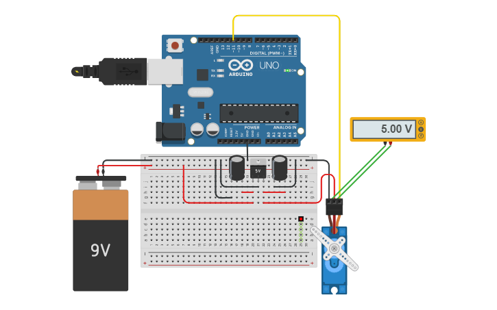 Circuit design Servo motor - Tinkercad