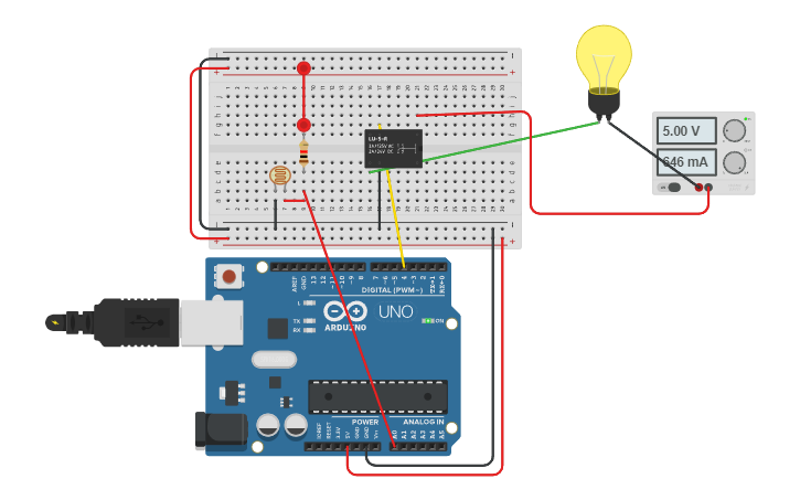 Circuit design Smart Lamp Day/Night - Tinkercad