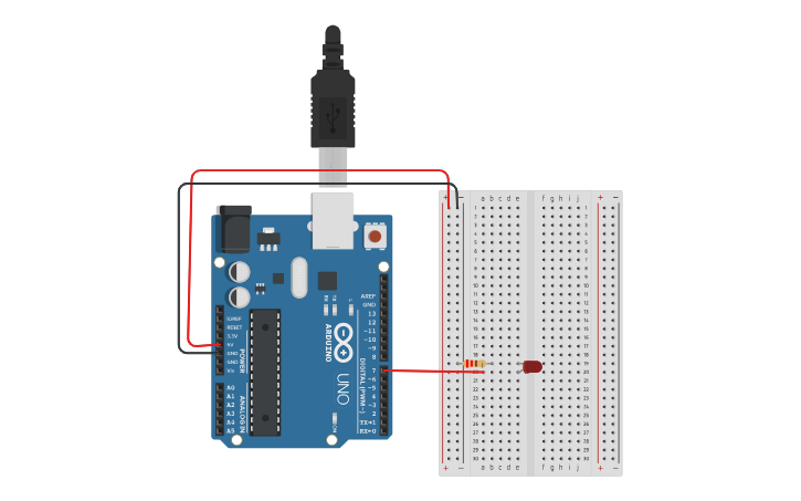 Circuit design LED Blink with Functions - Tinkercad