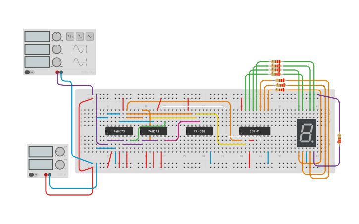 Circuit design Copy of 7-segment with clock - Tinkercad
