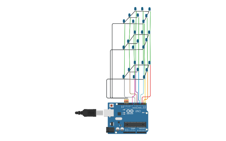 Circuit design Cubo de Leds 3X3X3 - Tinkercad