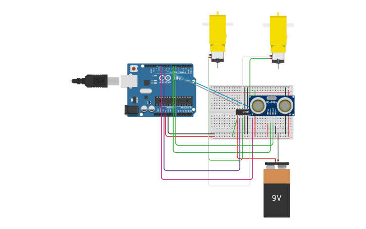 Circuit design Robot Line Follower - Tinkercad