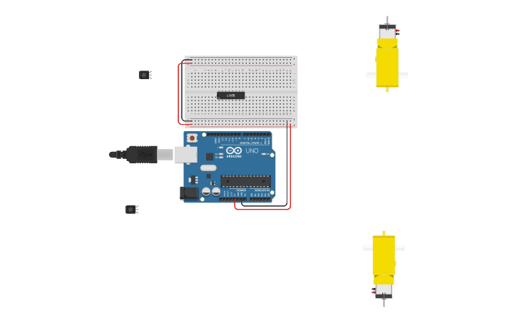 Circuit design LINE FOLLOWING ROBOT - Tinkercad