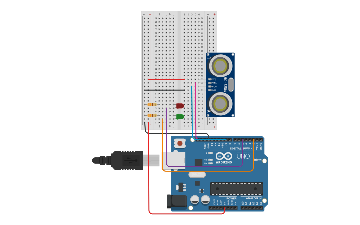 Circuit design Water Level Detector using Ultrasonic Sensor - Tinkercad
