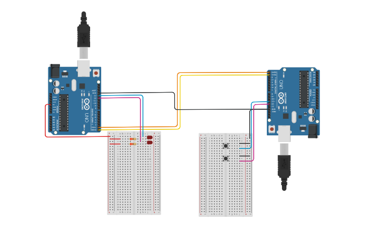Serial Master Circuit design ARDUINO SERIAL MASTER/SLAVE | Tinkercad