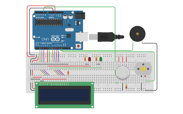 Circuit design Pertemuan 8 Sensor Asap - Tinkercad