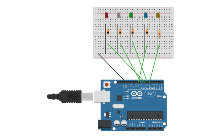 Circuit design Arduino and LED | Tinkercad