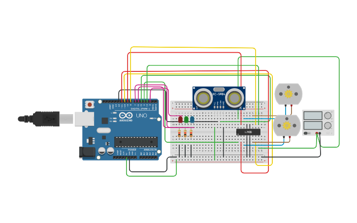 Circuit design Ultrasonic sensor | Tinkercad