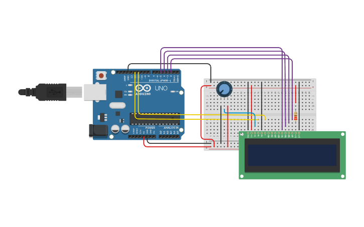 Circuit design LCD Screen - Tinkercad