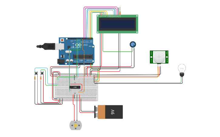 Circuit design Proyecto #1 Garage | Tinkercad