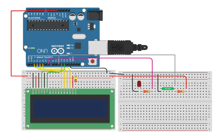 Circuit design Trono_Liquid Crystal Display with Tilt Switch | Tinkercad