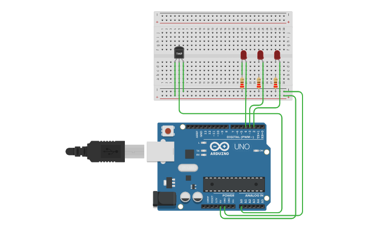 Circuit design Temperature Sensor With Arduino | Tinkercad