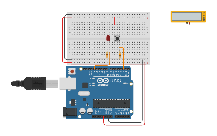 Circuit design Botão com Resistor de PullDown - Tinkercad