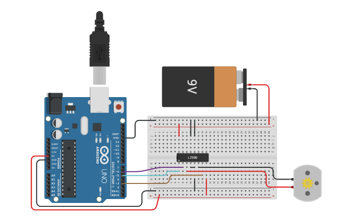 Circuit design single dc motor - Tinkercad