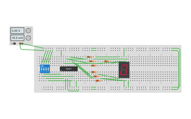 Circuit design 7 segment display - Tinkercad