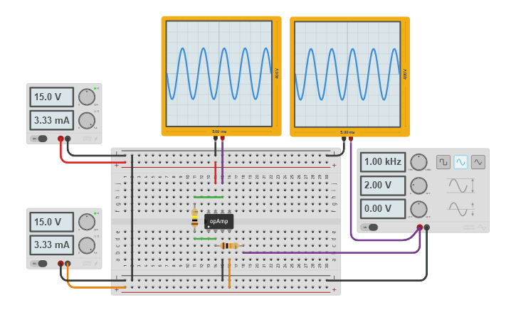 Circuit design Copy of Inverting Amplifier (op-amp) - Tinkercad