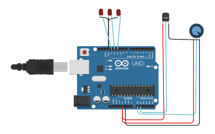 Circuit design TEMPERATURE SENSOR - Tinkercad