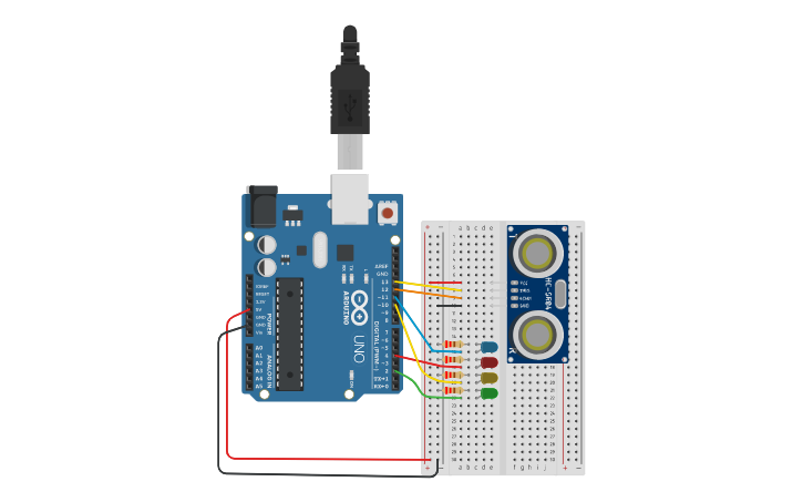 Circuit design Ultrasonido con Barra de Leds (2) - Tinkercad