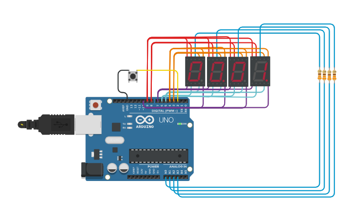Circuit design Copy of 6-Digit 7-Segment Display Clock - Tinkercad
