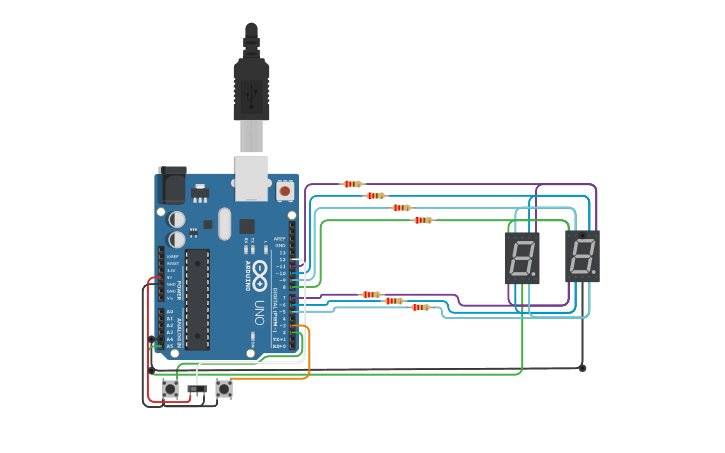 Circuit design Arduino_Switch&buttons_COUNTER - Tinkercad