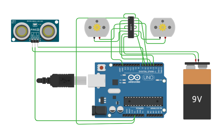 Circuit design ULTRASONIC SENSOR | Tinkercad