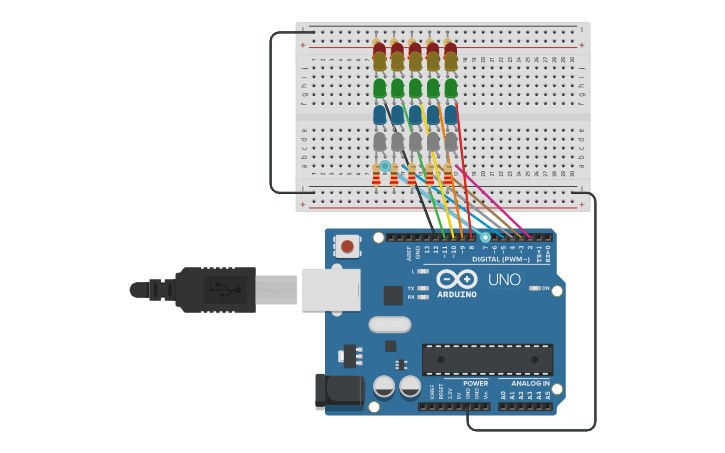 Circuit design matriz 5x5 - Tinkercad