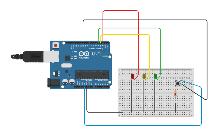 Circuit design LED exp1 - Tinkercad