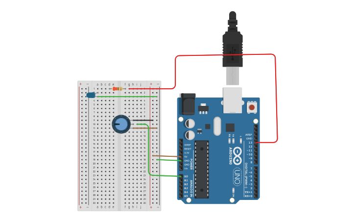 Circuit design potenciómetro - Tinkercad
