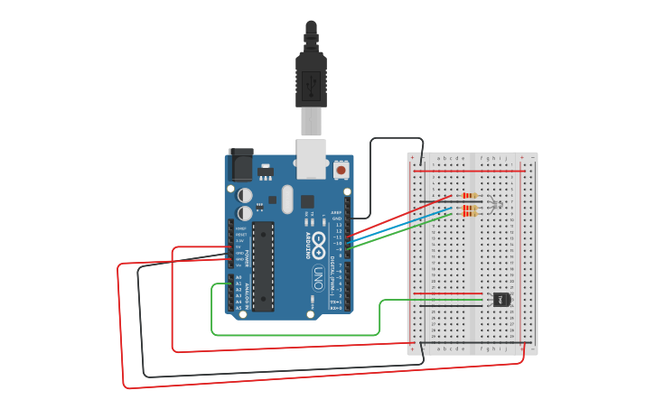 Circuit design Temperature Sensor - Tinkercad