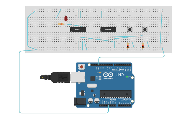 Circuit design XOR AND JK FLIP FLOP TWO GATES - Tinkercad