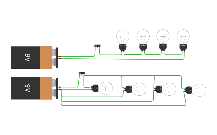 Circuit design circuito en paralelo y circuito en serie - Tinkercad